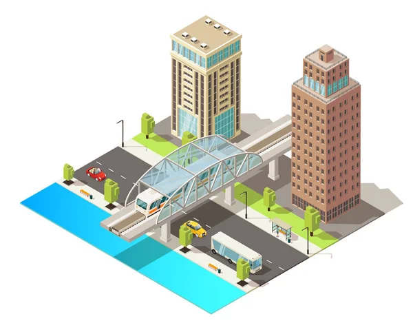 Vorlage für den isometrischen Stadtverkehr — Stockvektor