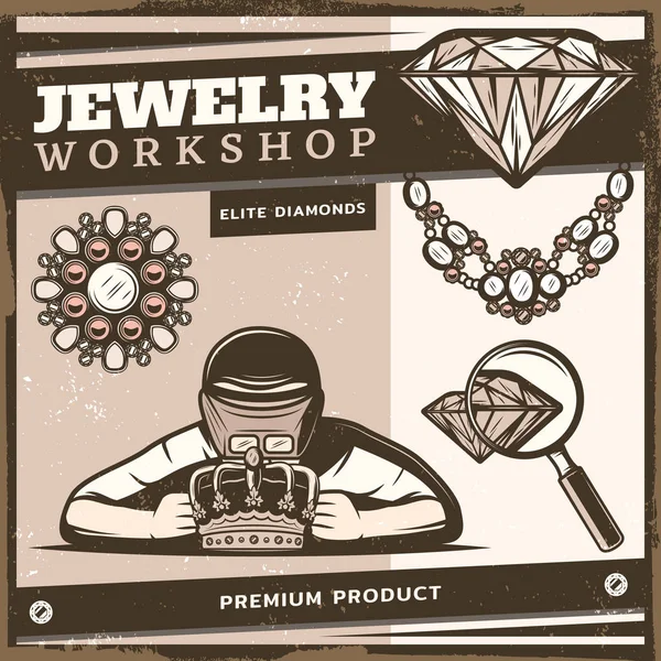 Modèle de magasin de bijoux vintage — Image vectorielle