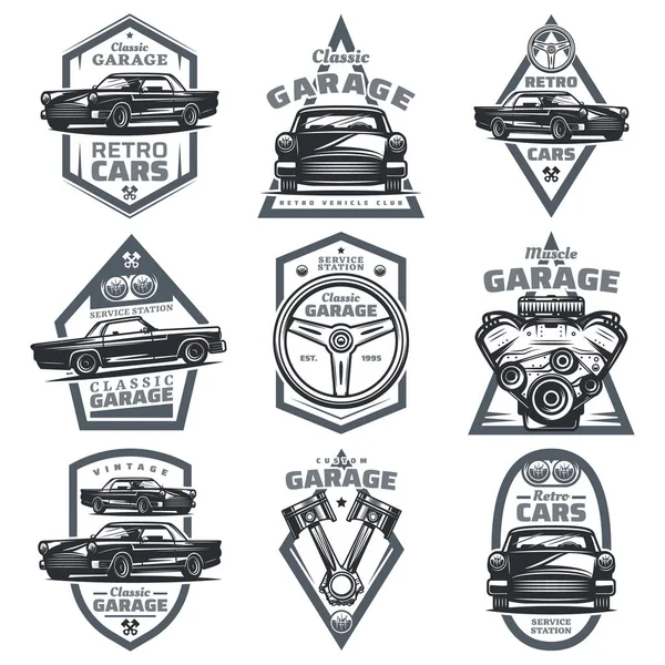 Retro Fahrzeug Club Embleme Set — Stockvektor