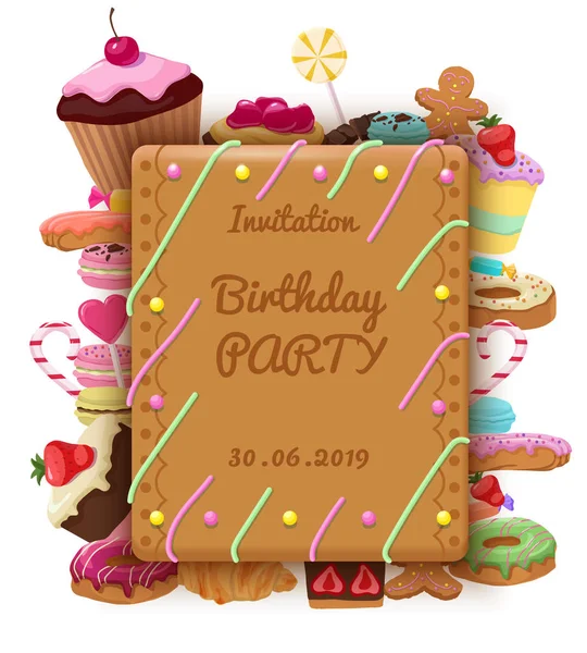 Plantilla de invitación de cumpleaños — Vector de stock