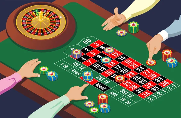 Šablona tabulky izometrický kasino ruleta — Stockový vektor