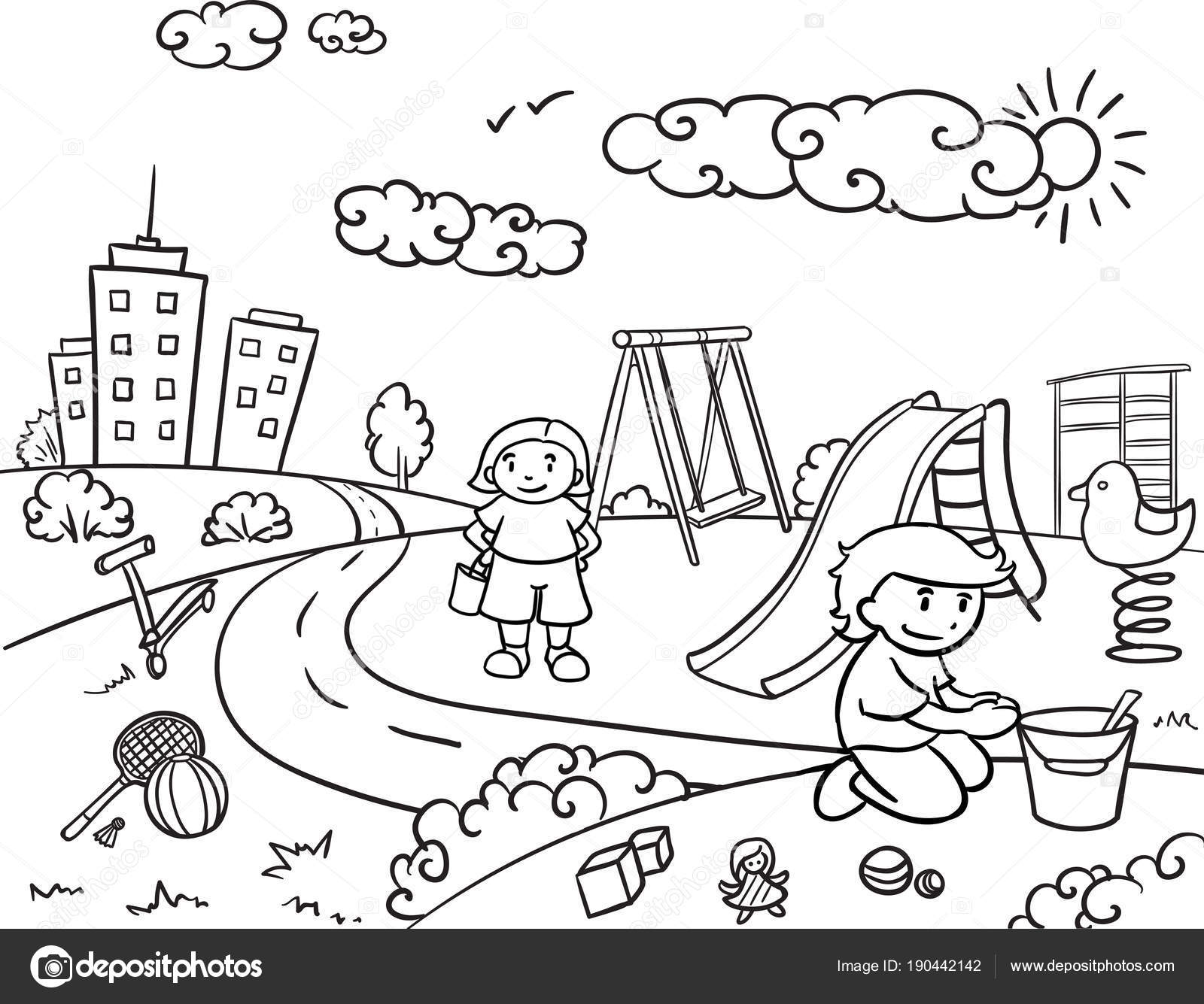 Sketch of kids playing Royalty Free Vector Image
