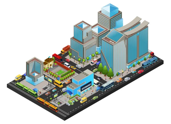 Isometrisches modernes Stadtbild-Konzept — Stockvektor