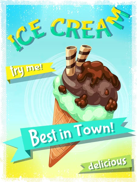 Kreslený barevné Ice Cream reklamní plakát — Stockový vektor