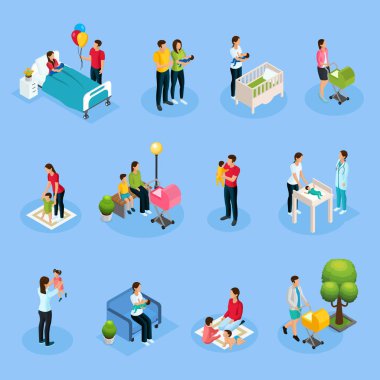 İzometrik yenidoğan öğeleri kümesi