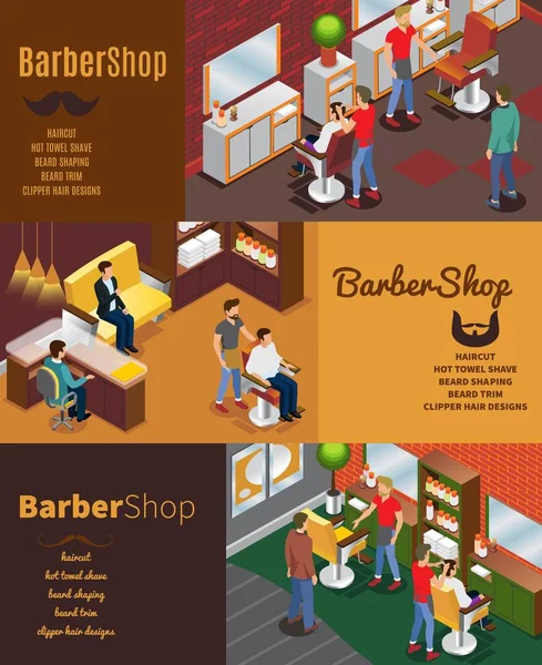 Isometrischer Friseursalon horizontale Banner — Stockvektor