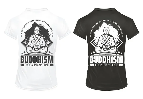 Vintage budismo impresiones en camisetas plantilla — Vector de stock