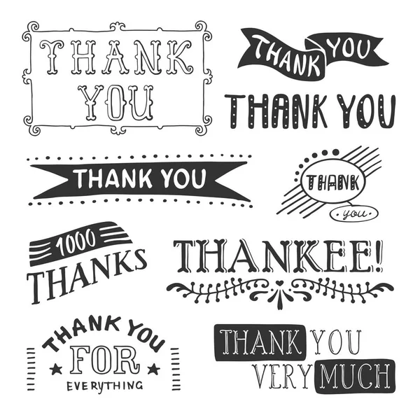 Thank You Lettering Set — Stock Vector