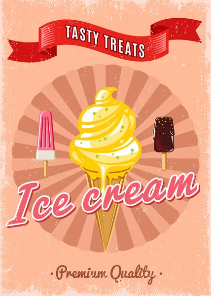 Retro barevné Ice Cream plakát — Stockový vektor