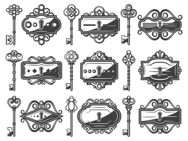 Antieke metalen sleutelgaten Set — Stockvector