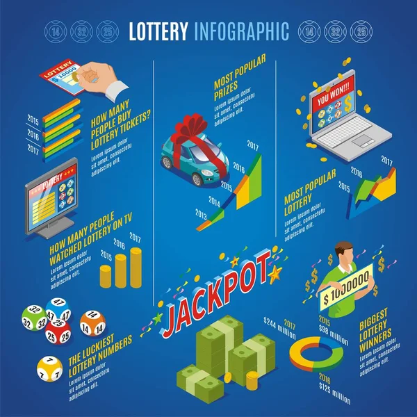 Templat Infografis Isometric Lottery - Stok Vektor