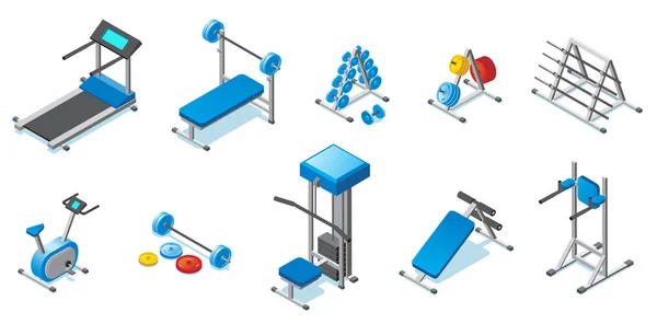 Colección de equipos de fitness isométricos — Vector de stock