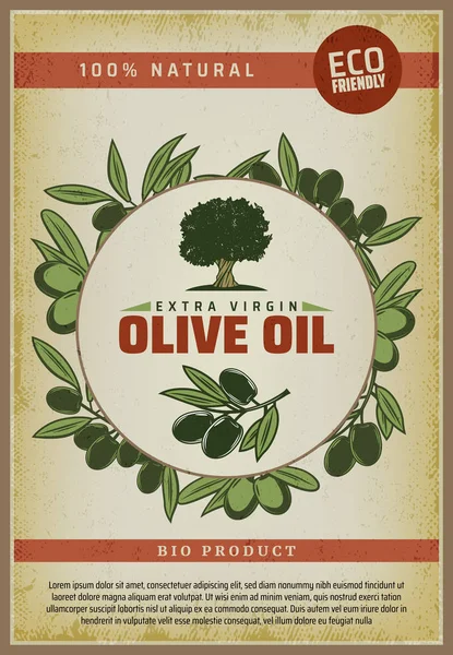 Affiche d'aliments naturels biologiques colorés vintage — Image vectorielle