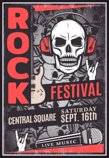 Vintage Rock Music Festival Advertising Poster — Stock Vector