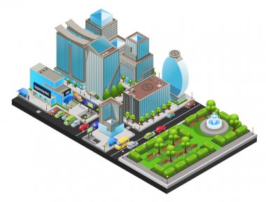 İzometrik Modern Cityscape şablonu