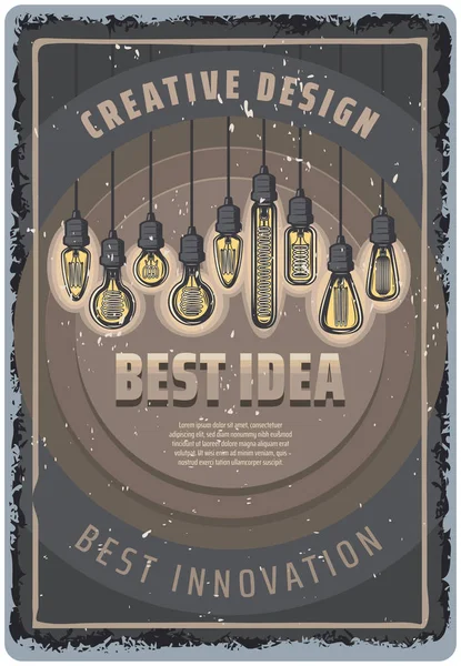 Vintage Colored Light Bulbs Poster — Stock Vector