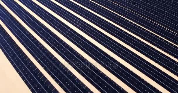 Вид Повітря Літає Над Великою Промисловою Сонячною Енергетичною Фермою Пустелі — стокове відео