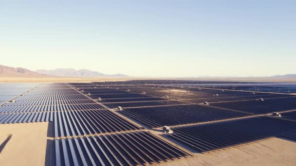 Aerial View Flying Large Industrial Solar Energy Farm Desert — Stock Video