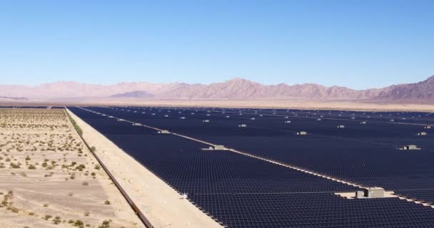 Aerial View Flying Large Industrial Solar Energy Farm Desert — Stock Video
