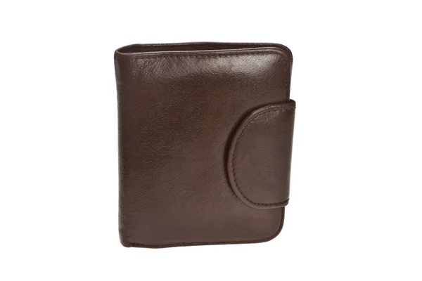 Brunt läder plånbok isolerat på den vita bakgrunden — Stockfoto