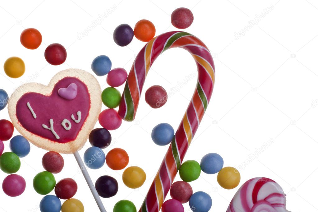 Lollipops and mixed colorful sweets