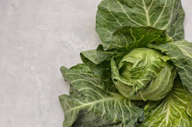 Bir baş taze lahana. Tekst için yer.