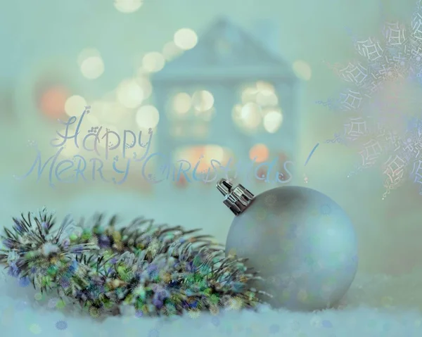 Carte de voeux Bonne année et Joyeux Noël. Maison ou chalet. Fond de décoration d'hiver pour les vacances. Maquette . — Photo