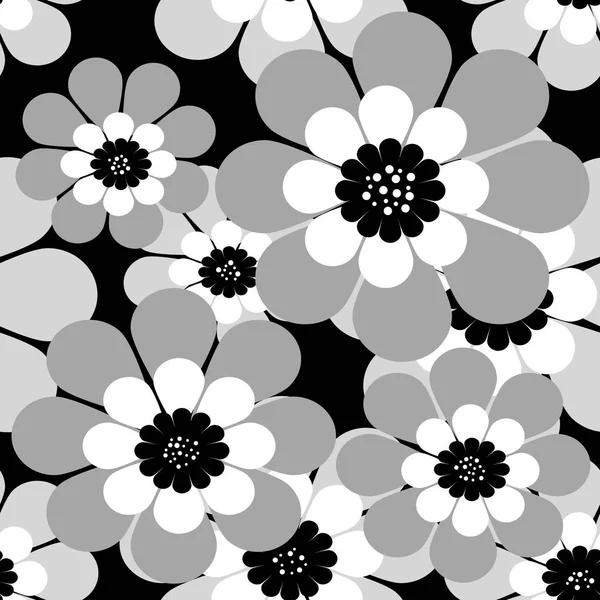 Seamless simple cartoon pattern with flowers