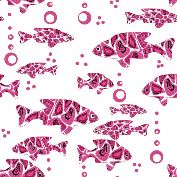 Seamless abstract fishes marine pattern background