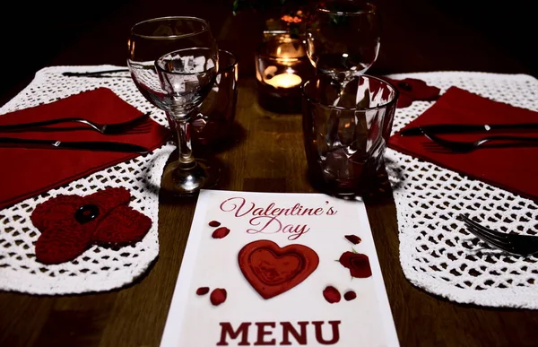 Saint Valentine table prepared for a couple of lovers — Stock Photo, Image