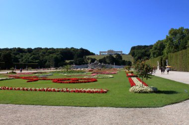 Schonbrunn Sarayı, Wien - Ağustos 2019: hayvanat bahçesinin girişi