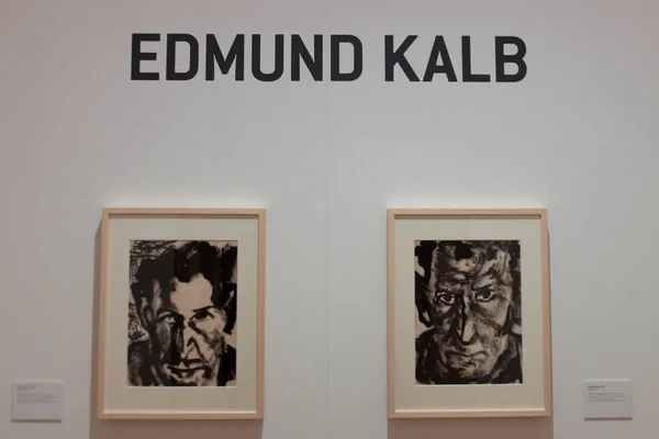 Leopold Museum, Wien - aug 2019: Portrait made with crayon from Edmund Kalb — Stock Photo, Image