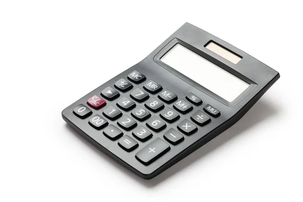 Чорний калькулятор на білому тлі — стокове фото