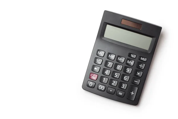 Вид сверху черного калькулятора — стоковое фото