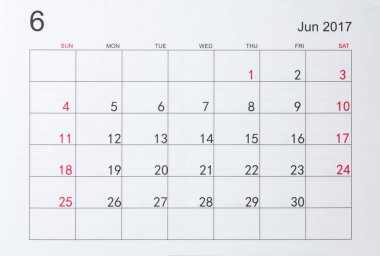 Takvim Haziran 2017