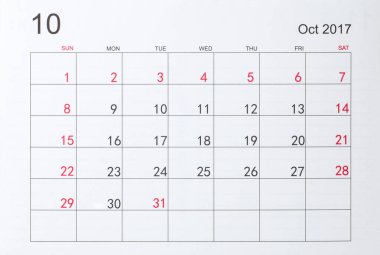 Takvim Ekim 2017