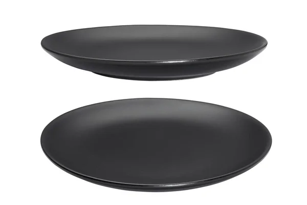 Black empty plate — Stock Photo, Image