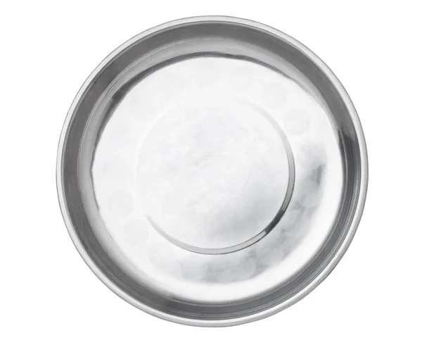 Stainless steel empty plate — Stock Photo, Image