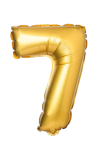 7 antal gyllene ballong — Stockfoto