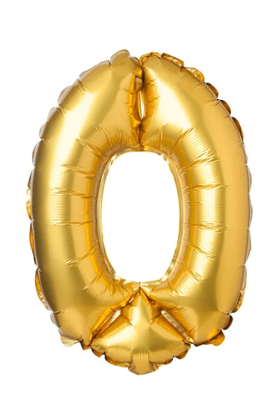 Number 0 of golden balloon — Stock Photo, Image