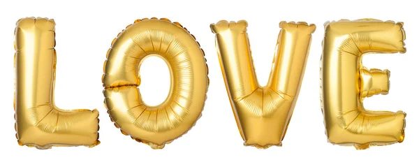 Слово love in english alphabet from golden balloons — стоковое фото