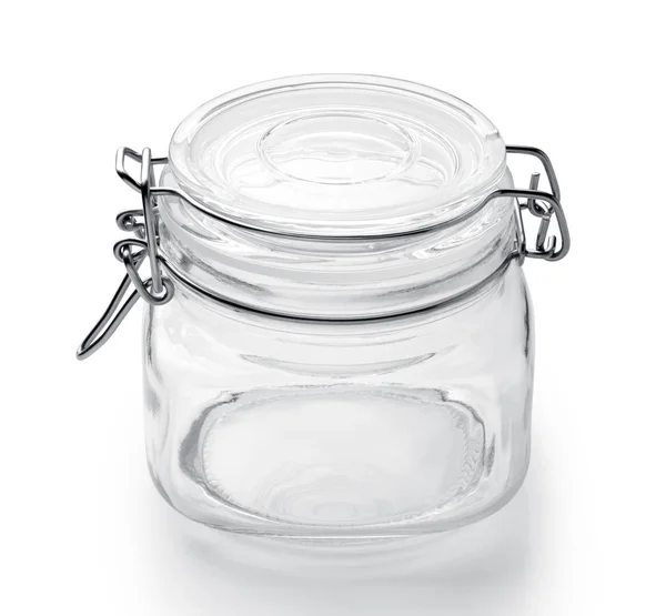 Empty Glass Jar Isolated White Background — Stock Photo, Image