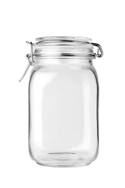 Empty Glass Jar Isolated White Background — Stock Photo, Image