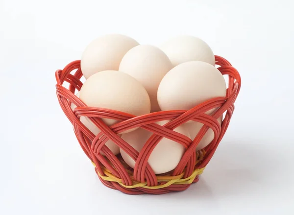 Fresh Eggs Plastic Basket — Stock Photo, Image