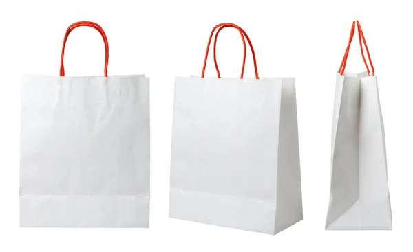 白皮书在白色背景上孤立的购物袋 — 图库照片