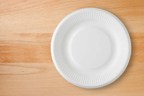 Top View Empty Paper Plate Table — Stock Photo, Image