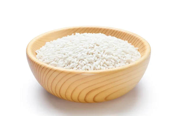 Ahşap Bir Kabın Içinde Yapışkan Pirinç — Stok fotoğraf