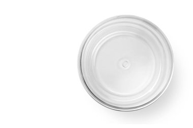 Beyaz bir arka plan üzerinde izole boş plastik kavanoz Üstten Görünüm