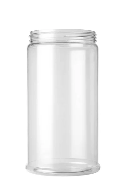 Empty Plastic Jar Isolated White Background — Stock Photo, Image