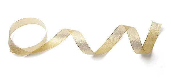 Golden Ribbon Isolated White Background — Stock Photo, Image